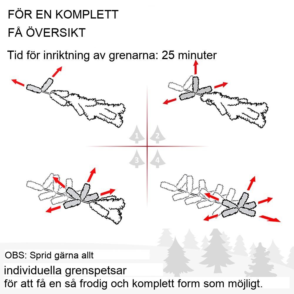 Konstgjord julgran 180cm med snöig granlook, hopfällbar och metallstativ