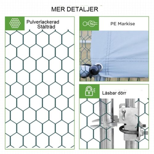 XXL hönshus med frigående hölje, skärmtak, stål 3x4x2m (8-12 kycklingar)