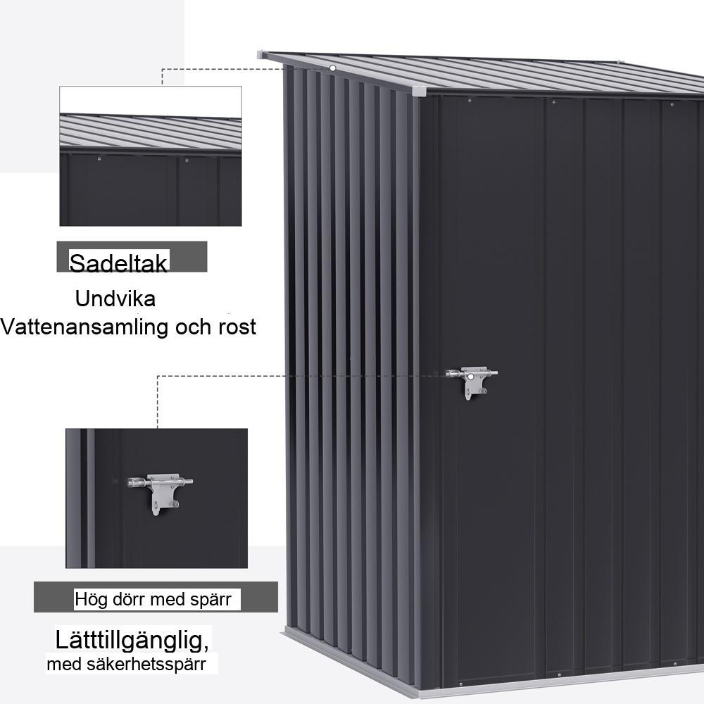 Slitstarkt trädgårdsskjul i metall – 1x1m förvaring för verktyg och utrustning