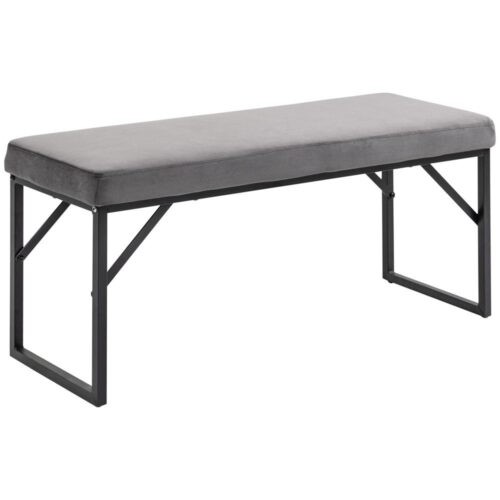 Sammetsklädd bänk, bekväma sittplatser för vardagsrummets entré – mörkgrå 115x46x49 cm