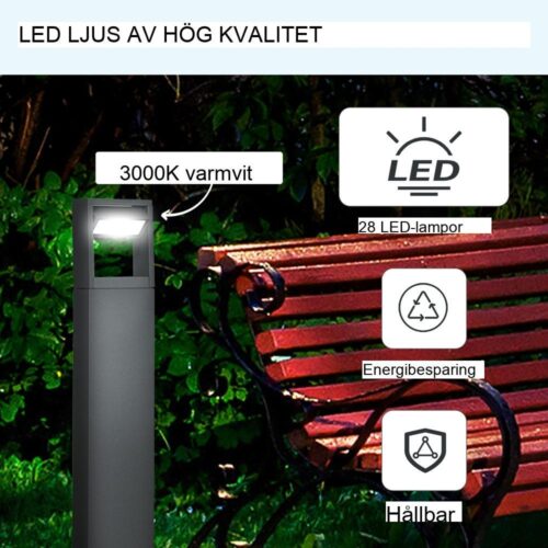 Modern trädgårdslampa med justerbart varmvitt LED-ljus – IP65 vattentät