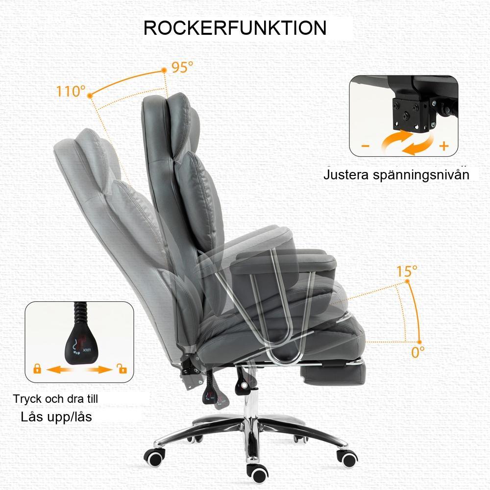 Ergonomisk fällbar kontorsstol, höjdjusterbar med fotstöd och vadderad sits