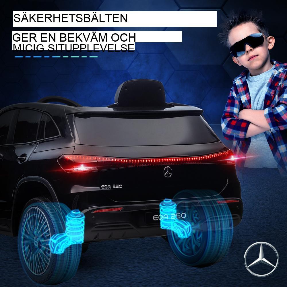 Licensierad Mercedes-Benz EQA Kids Elbil, Fjärrkontroll, MP3-spelare, Strålkastare, Ålder 3-8