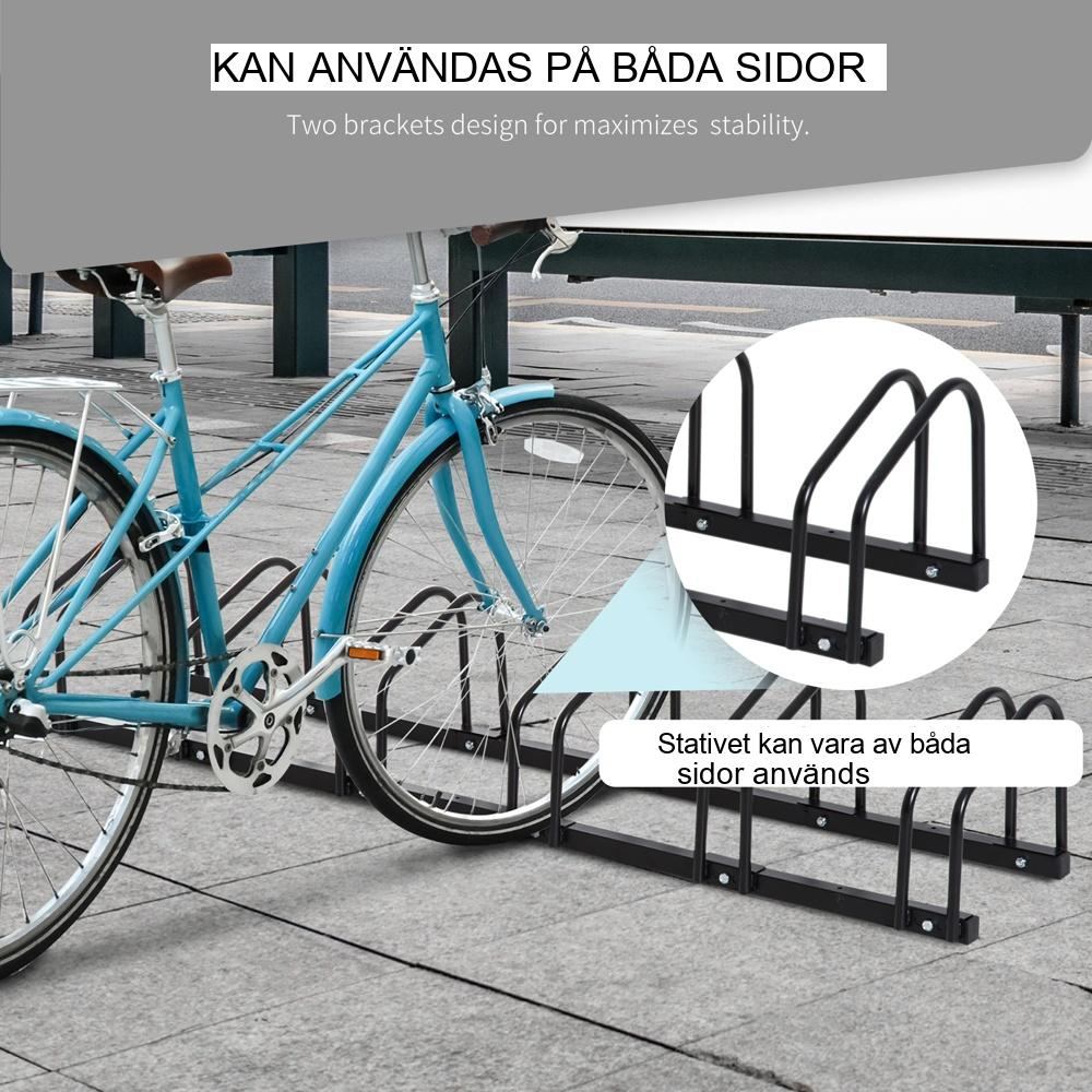 Slitstarkt cykelställ i stål, rymmer 6 cyklar, väderbeständigt, kan monteras på vägg och golv