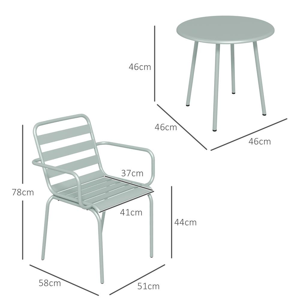 Green Steel Bistro Set – 3-delad uteservering för balkong eller trädgård