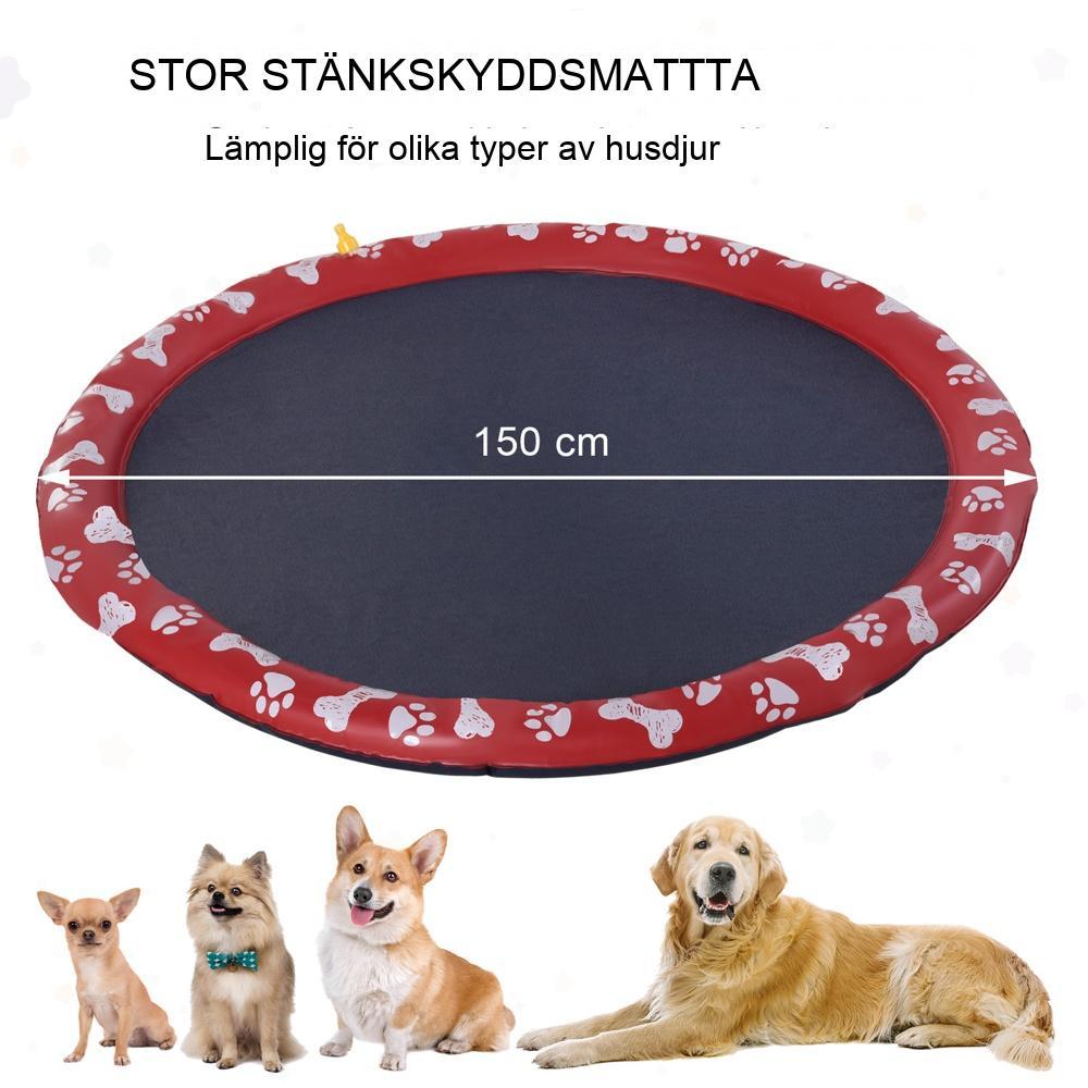 Stor röd hundbassäng, extra stor stänkdyna för hundar, halkfri hållbar plaskdamm