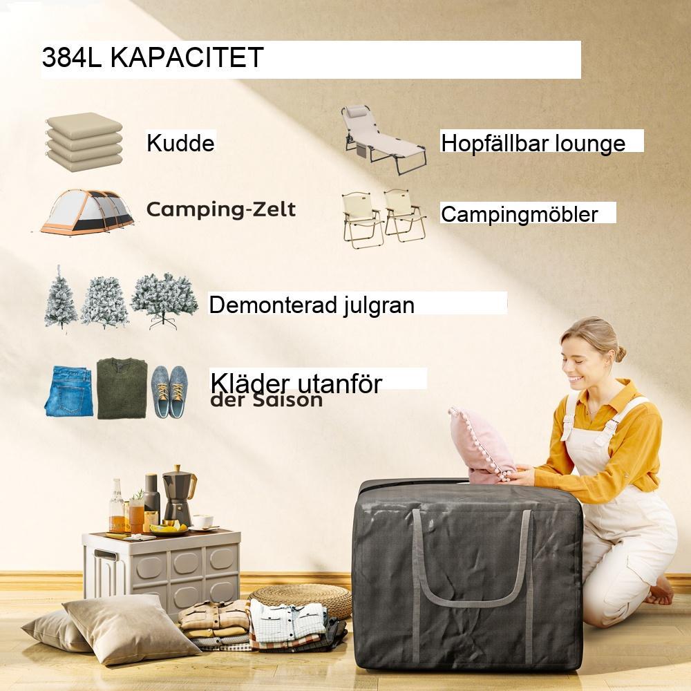 Extra stor 384L vattentät förvaringsväska, 60 kg kapacitet, UV-skydd för camping och resor