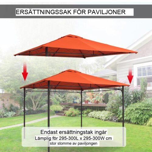 Orange Gazebo Takbyte – UV-solskydd, andningsbart och vattentåligt 2,98×2,95m