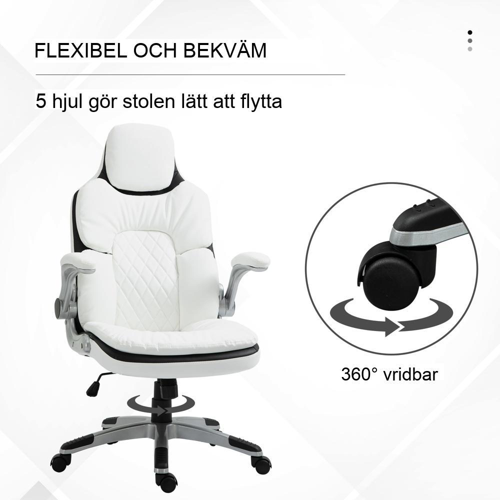 Ergonomisk kontorsstol med höjdjustering, gung- och fällbara armstöd