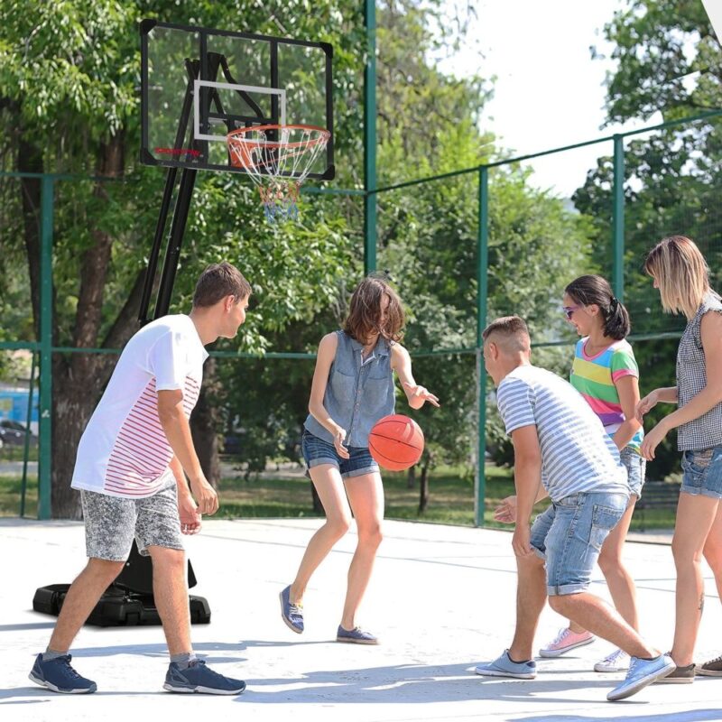 Justerbart basketställ med rullbar ryggbräda – 2,93 m till 2,36 m