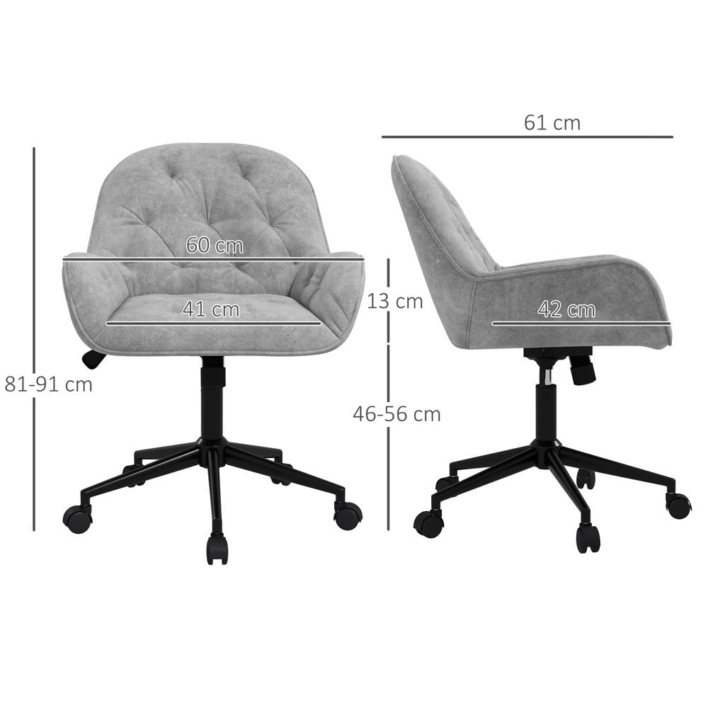 Ljusgrå Ergonomic Velvet Kontorsstol, höjdjusterbar med vridbar