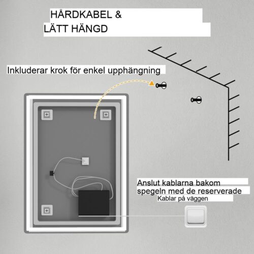 Dimbar LED badrumsspegel med anti-dimma och minnesfunktion