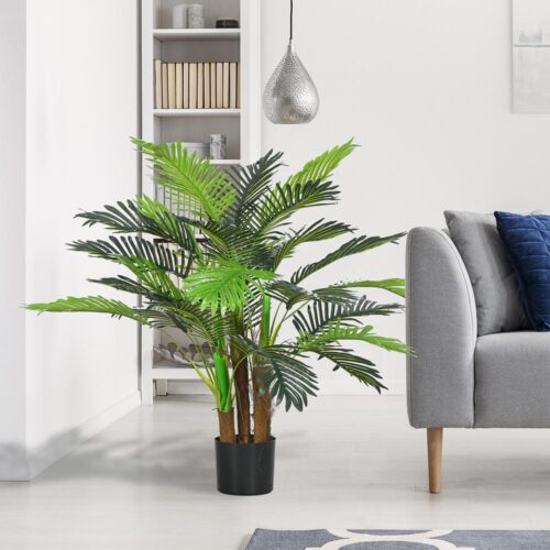 Realistiskt 100 cm konstgjord palm, 27 grenar, dekoration inomhus/utomhus