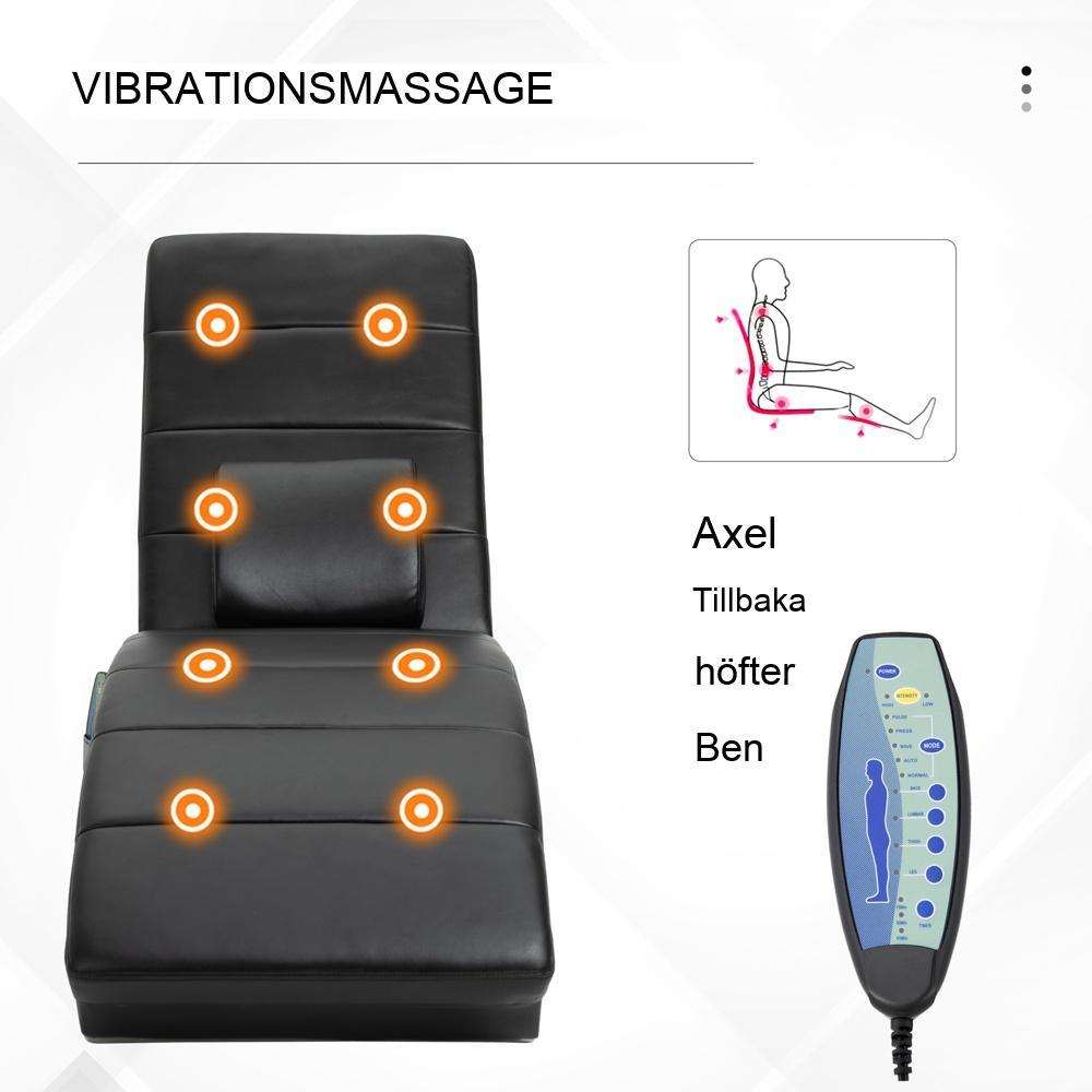 Svart läder massagefåtölj med fjärrkontroll