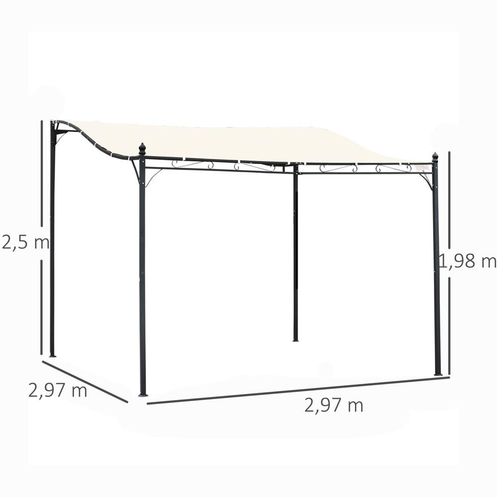 Krämbågt tak i metall Pergola kapell – Trädgårdspaviljong, 297x297cm