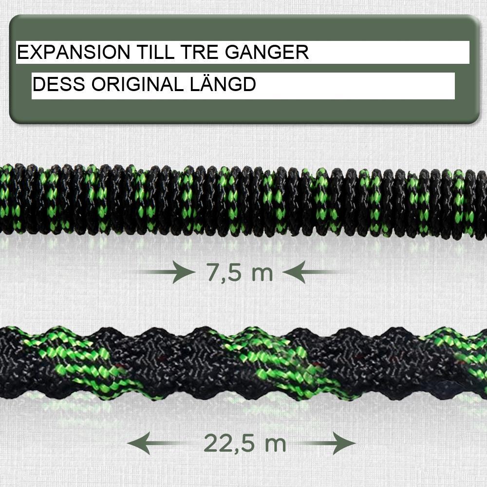 Expanderbar trädgårdsslang med 10 sprutmönster och mässingsanslutningar (22,5 m)