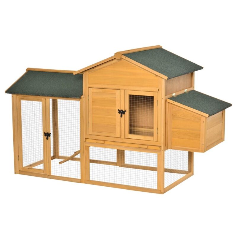 Väderbeständig Bantam Chicken Coop med spring- och häckningslåda, granträ 168×75 cm