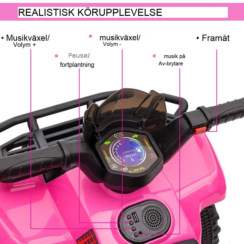 Rosa elektrisk motorcykel för småbarn, LED-ljus, ålder 18-36 månader