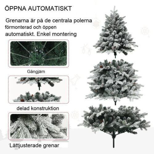 793-Tips konstsnöjulgran med LED-ljus – 180cm