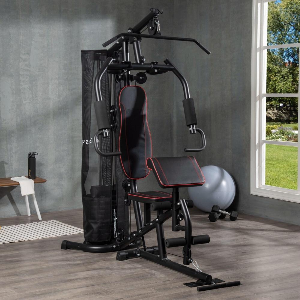 Hemmakraftverk med Lat Pull-Down, bröstpress och viktbänk