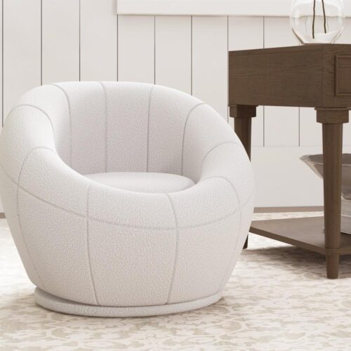 Vit plysch vridbar barnfåtölj, Small Space Cozy Chair