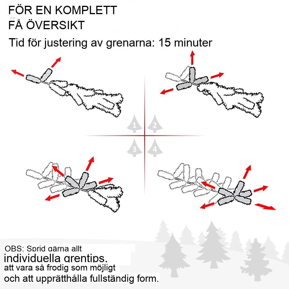 180 cm konstgjord julgran med 1700 spetsar, hopfällbart metallställ