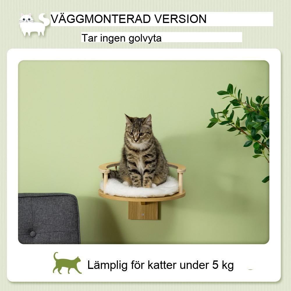 Väggmonterad kattsäng med kudde, skyddskant och ekfinish