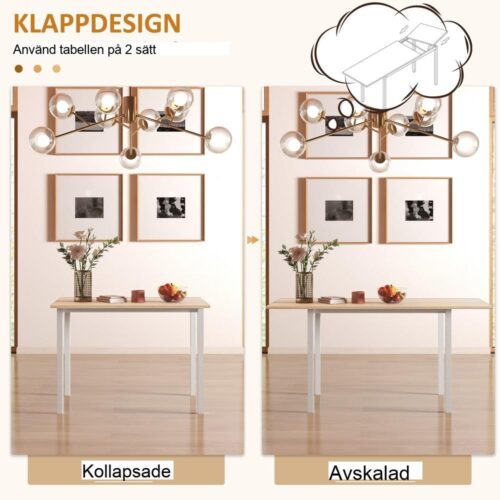 Utdragbart matbord för 6, stål och brunt, utrymmesbesparande design 110-160 cm