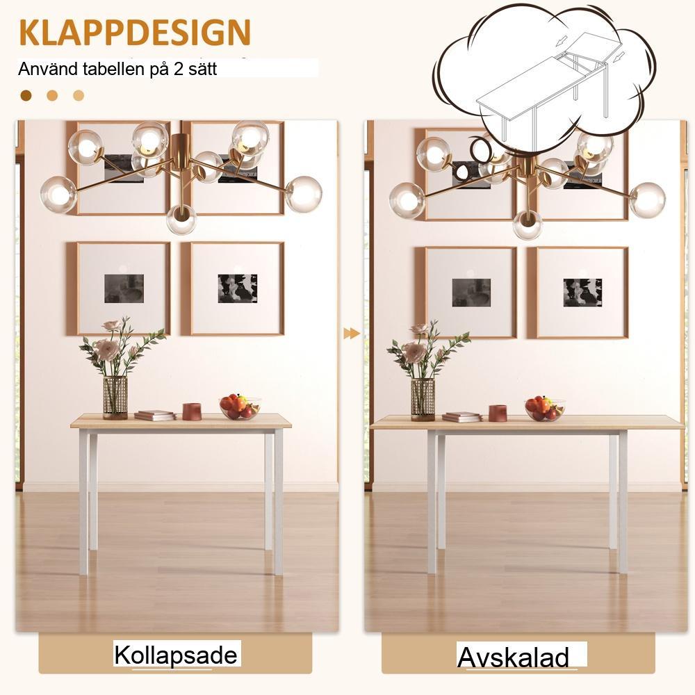 Utdragbart matbord för 6, stål och brunt, utrymmesbesparande design 110-160 cm