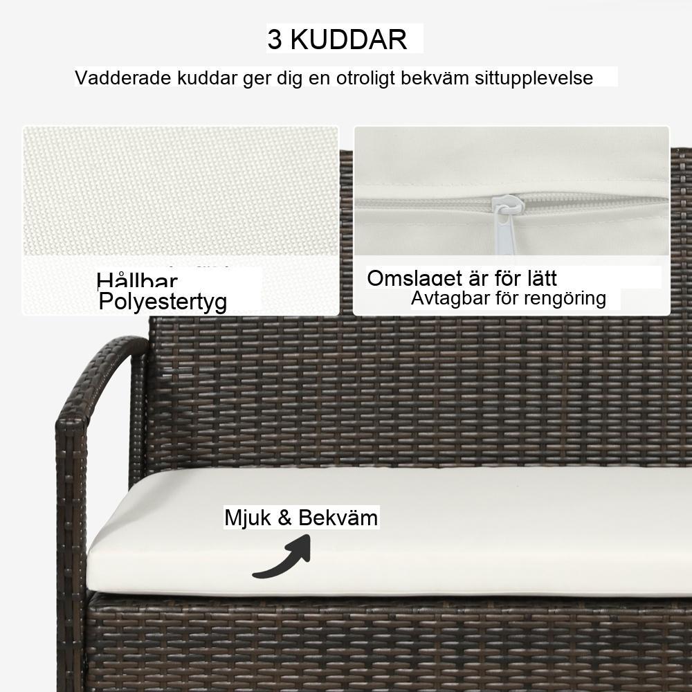 Modern trädgårdsmöbler i polyrattan för 4, väderbeständig och snygg