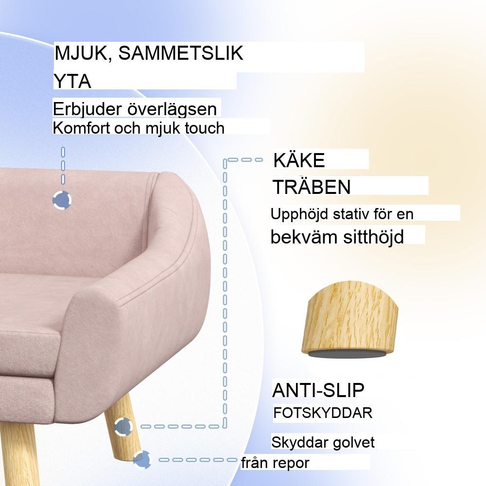 Pink Velvet Dog Sofa – Snygg och bekväm soffa för medelstora hundar