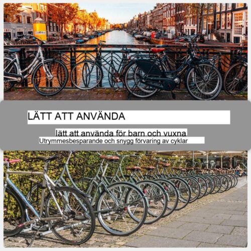 Slitstarkt cykelställ i stål, rymmer 6 cyklar, väderbeständigt, kan monteras på vägg och golv