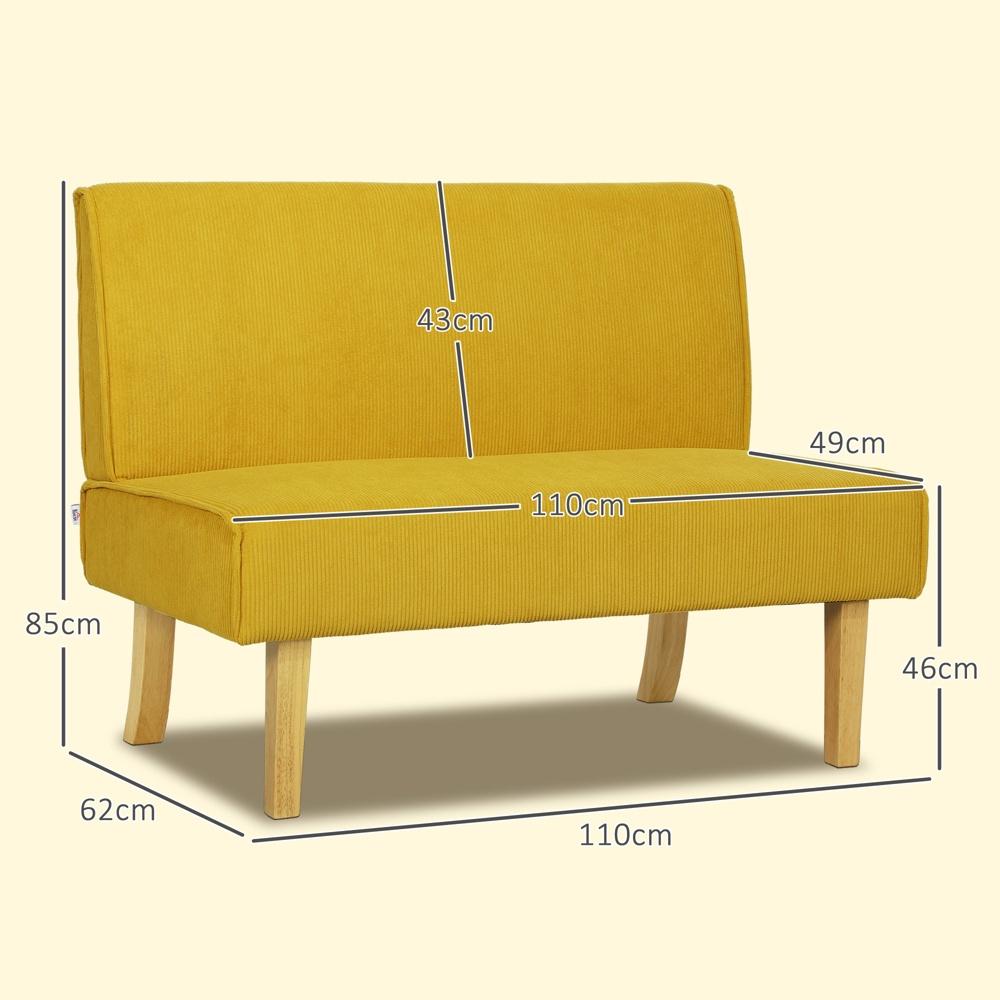 Bekväm manchester 2-sits soffa, gul, träben för vardagsrummet