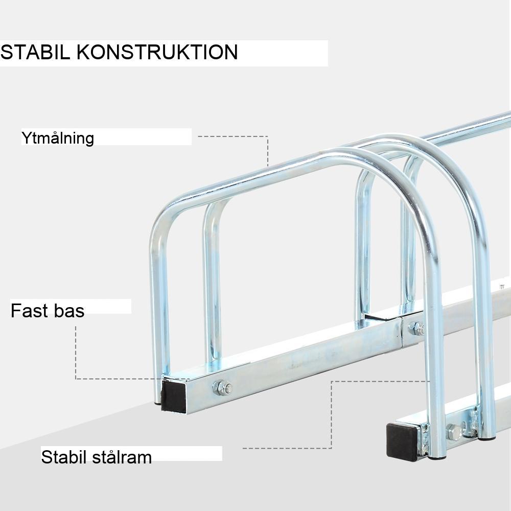 Slitstarkt Silver Cykelställ – Rymmer 5 cyklar, väderbeständigt och golv-/väggmonterbart