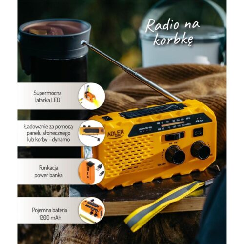 Bärbar Crank Solar Radio med ficklampa och USB-laddning