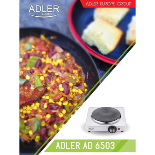 Adler AD 6503 Elektrisk spis med en brännare – 1500W bärbar resespis med variabel temperaturkontroll