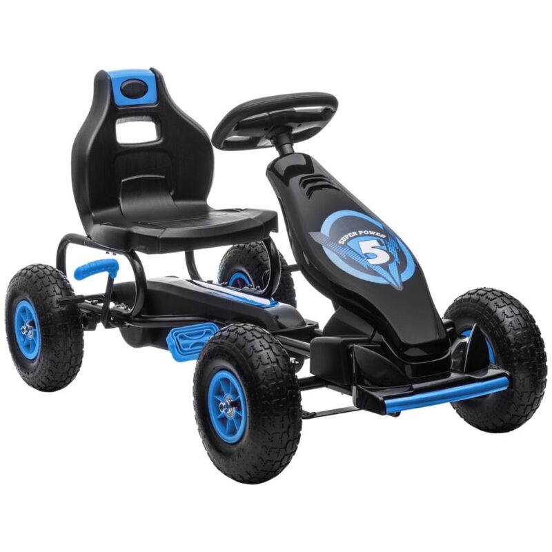 Blue Black Kids Go-Kart med justerbar sits, gummidäck och handbroms