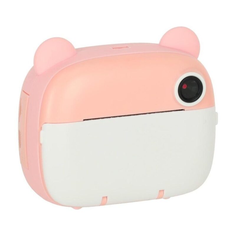 Pink Teddy Bear Instant Camera för barn, 1080p HD med spel och MP3-uppspelning