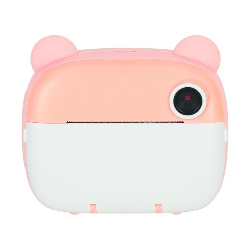 Pink Teddy Bear Instant Camera för barn, 1080p HD med spel och MP3-uppspelning