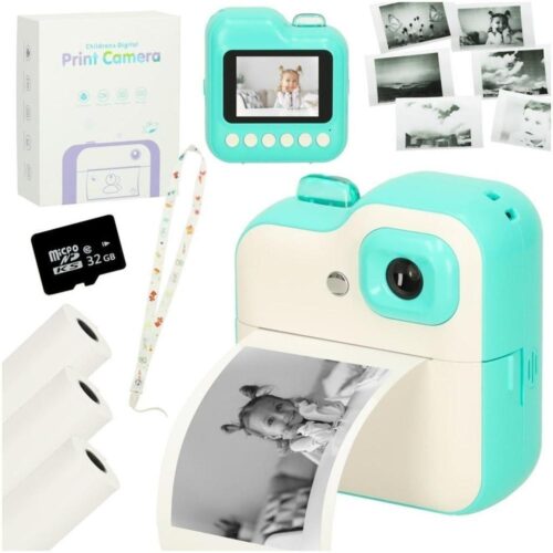 Grön Instant Kids Camera 24MP 1GB Inbyggd skrivare