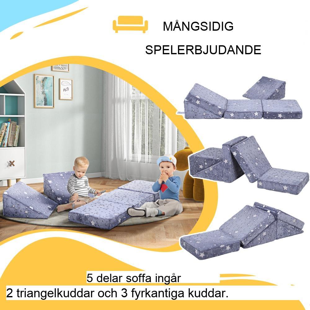 Glowing Kids Play Soffa Set – Transformerande soffa, trappor och hinderbana