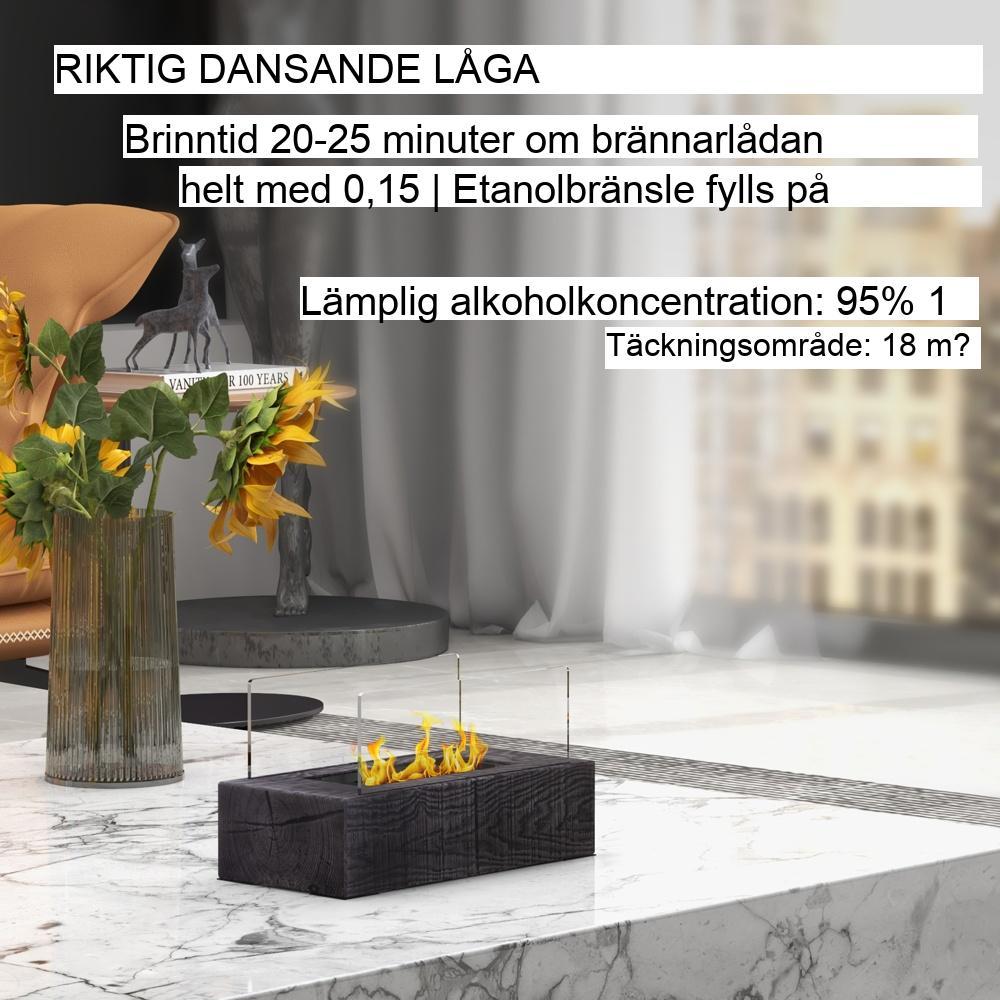 Trälook bordsskiva öppen spis med bioetanolflamma – 1000BTU uppvärmning