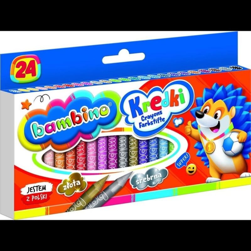 BAMBINO Graphion Crayons 24 Colors – Intensiva Kaolin Clay Art Crayons för barn i åldrarna 3+