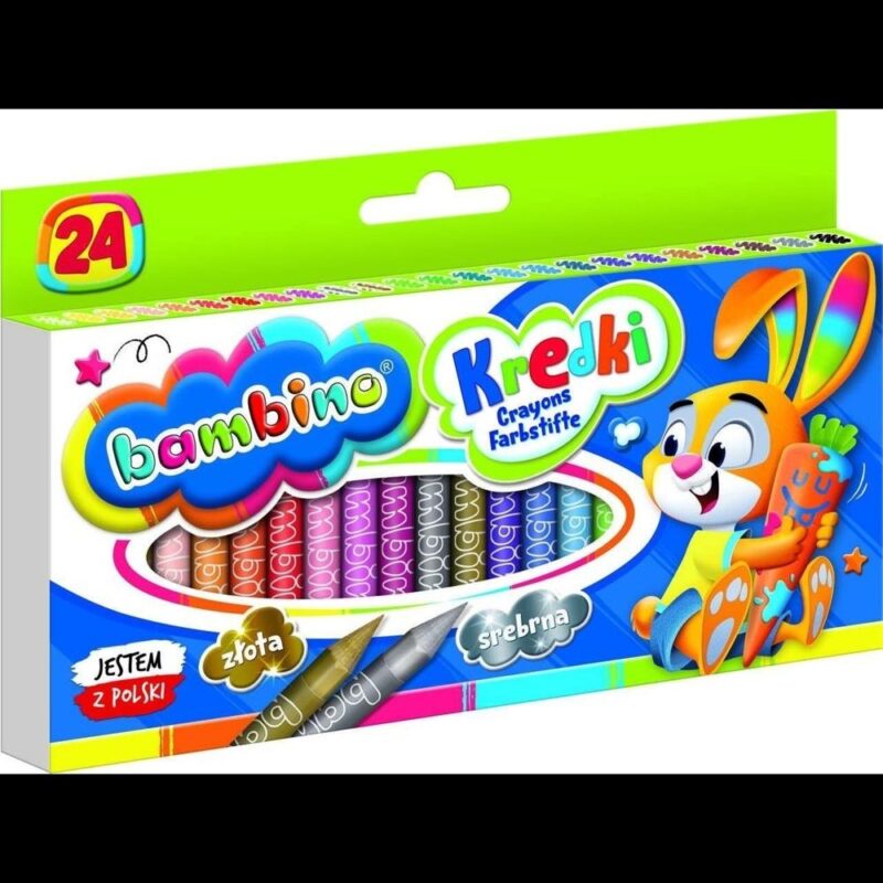 BAMBINO Graphion Crayons 24 Colors – Intensiva Kaolin Clay Art Crayons för barn i åldrarna 3+