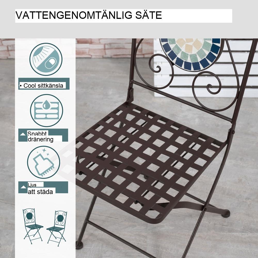 Nostalgisk Mosaic Bistro Set för 2 – Väderbeständig uteplatsmöbler