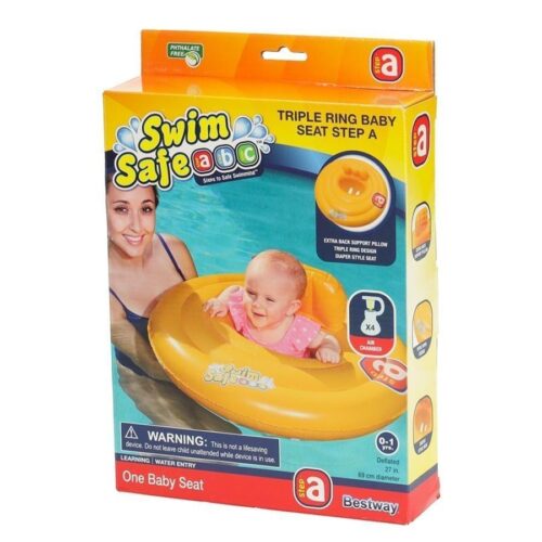 BESTWAY Swim Safe ABC Uppblåsbar Baby Wheel Seat, Ålder 0-1, Orange