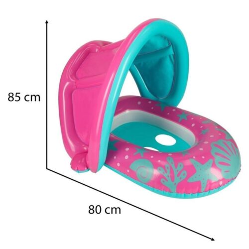 BESTWAY rosa babysimring med solskydd, 1-2 år, 18 kg kapacitet