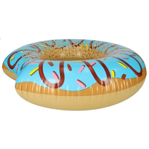 Uppblåsbar donut simbassängflotta, blå, 107 cm, maxvikt 100 kg