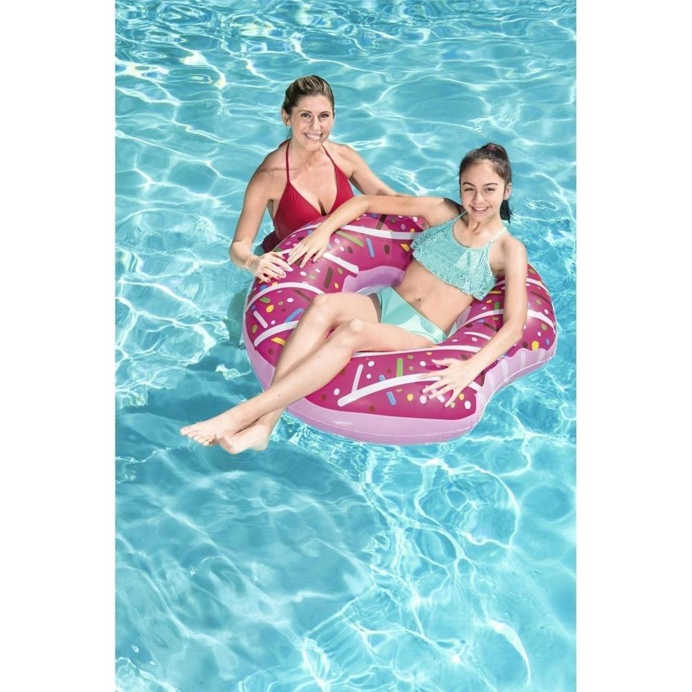 BESTWAY Pink Uppblåsbar Donut Swimming Pool Float för vuxna, 107cm