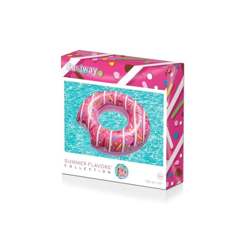 BESTWAY Pink Uppblåsbar Donut Swimming Pool Float för vuxna, 107cm